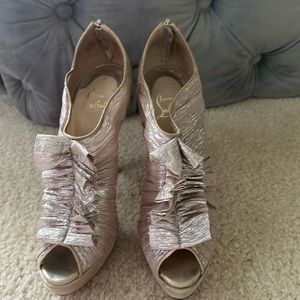 Christian Louboutin Gold Canon 140 Peep Toe Bootie